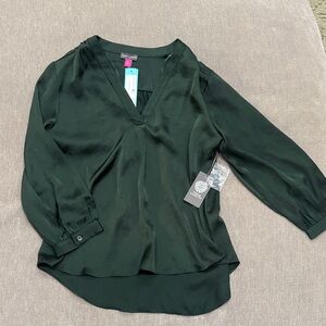 Vince Camuto Dark Green Satin Blouse